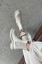 Helen Women's Rubber Detail Genuine Leather Boots Beige - 3