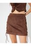 X Zeynep Cushion - Mini Suede Skirt with Side Cross Lace Detail - 5