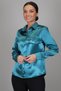 Women's Petrol Green Satin Long Sleeve Evening Dress Shirt - 6