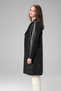 Women's Senna Double-Breasted Collar Genuine Leather Trench Coat Black - 4