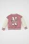 Dfc - Baby Girl College Collar Embroidered Snap Closure Seasonal Light Bomber Cardigan - 5