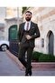 ITALIAN CUT STRIPED MEN'S GREEN SUIT WITH VEST - SLIM FIT SD4853 - 5