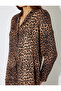 Leopard Print Pajama Top Shirt Collar Long Sleeve Viscose - 5