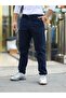Men's Navy Blue Elastic Waist Comfortable Jogger Pants - 2