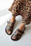 Palmeira Women's Velcro Strap Leather Slippers Brown - 2