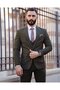 ITALIAN CUT STRIPED MEN'S GREEN SUIT WITH VEST - SLIM FIT SD4853
