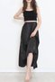 Elegant And Modern Pleated Shiny Crepe Hidden Elastic Black Skirt - 4