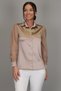 Women's Dark Beige Satin Tulle Sleeve Evening Dress Shirt - 2