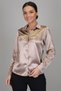 Women's Dark Beige Lycra Satin Long Sleeve Evening Dress Shirt - 6