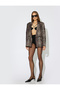 Double-Breasted Leopard Blazer Jacket with Pockets and Buttons