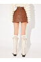Faux Leather Mini Skirt Metal Ring Detail A-Line - 4
