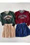 Young Adults' Printed Front Short Pleated Skirt Set of 2 - 4