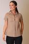 Women's Beige Lycra Short Sleeve Cotton Classic Shirt - 4