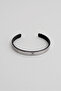 Black Stone Detailed Steel Men's Handcuff Bracelet