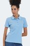 Vera I Women's Polo Neck Blue T-Shirt - 5