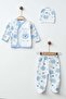 Baby Teddy Bear Self-Gloveless Newborn Hospital Release 3-Piece Bodysuit Set Yk5875 - 2