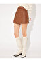 Faux Leather Mini Skirt Metal Ring Detail A-Line - 3