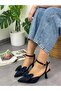 Jolie Black Satin Stiletto - With Removable Accessory - 3