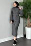 Gray Shoulder Pearl Knitwear Dress - 4
