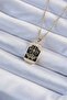 Gold Color Engraved Black Enamel Tarot Pendant (316L Steel) - 2