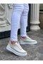 KB 006 White Skin Beige Suede High Sole Lace Up Casual Men's Shoes