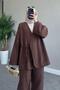 Brown Thin String Linen Set - 2
