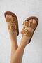 Mecy Women's Buckle Detailed Suede Daily Comfort Slippers Tan - 2