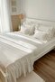 Dowry Set (Duvet Cover Set and Bed Runner Set) Off-White Scalloped Ruffled Country - 7