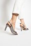 Paris Platinum Patterned Thin Heeled Shoes Z103 - 3