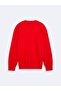 Crew Neck Long Sleeve Red Sweatshirt - 2