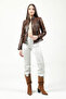 Siena Women's Slim Fit Genuine Leather Coat Camel Antique - 2