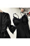 Women's 5 Piece Satin Laced Nightgown Bridal Dowry Set Black 30740 - 3