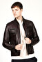E1084 Genuine Leather Men's Coat Chestnut - 3