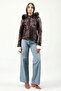 Yb2028 Hooded Real Leather Women's Coat Burgundy - 5