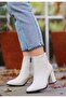 Biya Beige Leather Heeled Boots