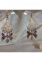 Purple Crystal and Heart Detailed Dangle Earrings - 7