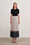 1178111   Patterned Fabric Pleated Skirt with Belted Waist - 6