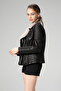 Artemis Women's Jumbo Collar Fur Genuine Leather Coat Black - 4