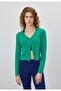 Women's Green Color Buttoned Crop Cardigan - 3