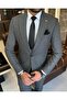 Italian style slim fit jacket vest pants suit gray T10324 - 2