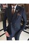 Italian Style Slim Fit Striped Double-Breasted Jacket Pants Suit Navy T9501 - 5