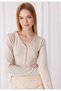 Women's Beige Color Buttoned Seamless Soft Crop Cardigan