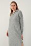 Gray Polo Neck Basic Midi Knitwear Dress - 3