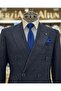 Italian style Slim Fit Plaid Double-Breasted jacket and trousers suit, navy blue T11695 - 2