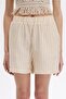 Beige Striped Shorts - 3