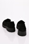 Women's Thick Sole Tasseled Loafer Shoes Black Suede 3951841 - 3