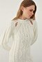 Ecru Window Detailed High Collar Mini Knitwear Dress - 4