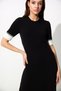 Black Ecru Midi Length Corduroy Knitwear Dress - 3