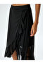 Asymmetrical Tulle Midi Length Ruffle Skirt - 5