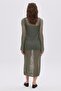 Green Glitter Long Knitwear Dress - 5